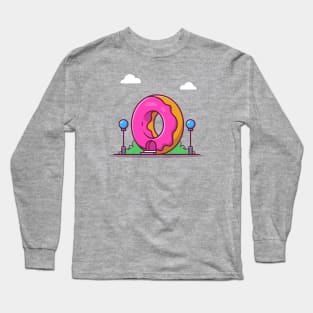 Doughnut Shop Cartoon Illustration Long Sleeve T-Shirt